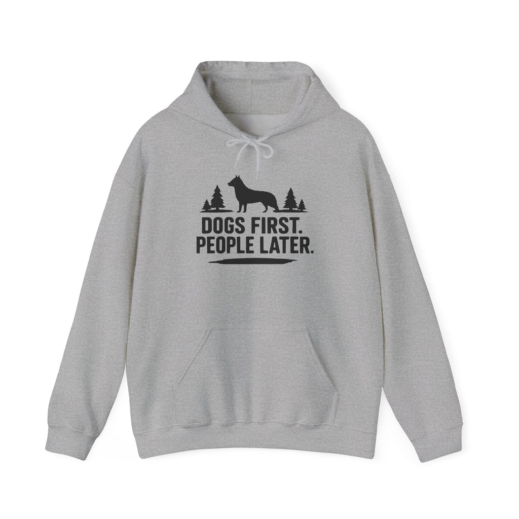 Dogs First. People Later unisex Hoodie – Light Colours - product mockup 3