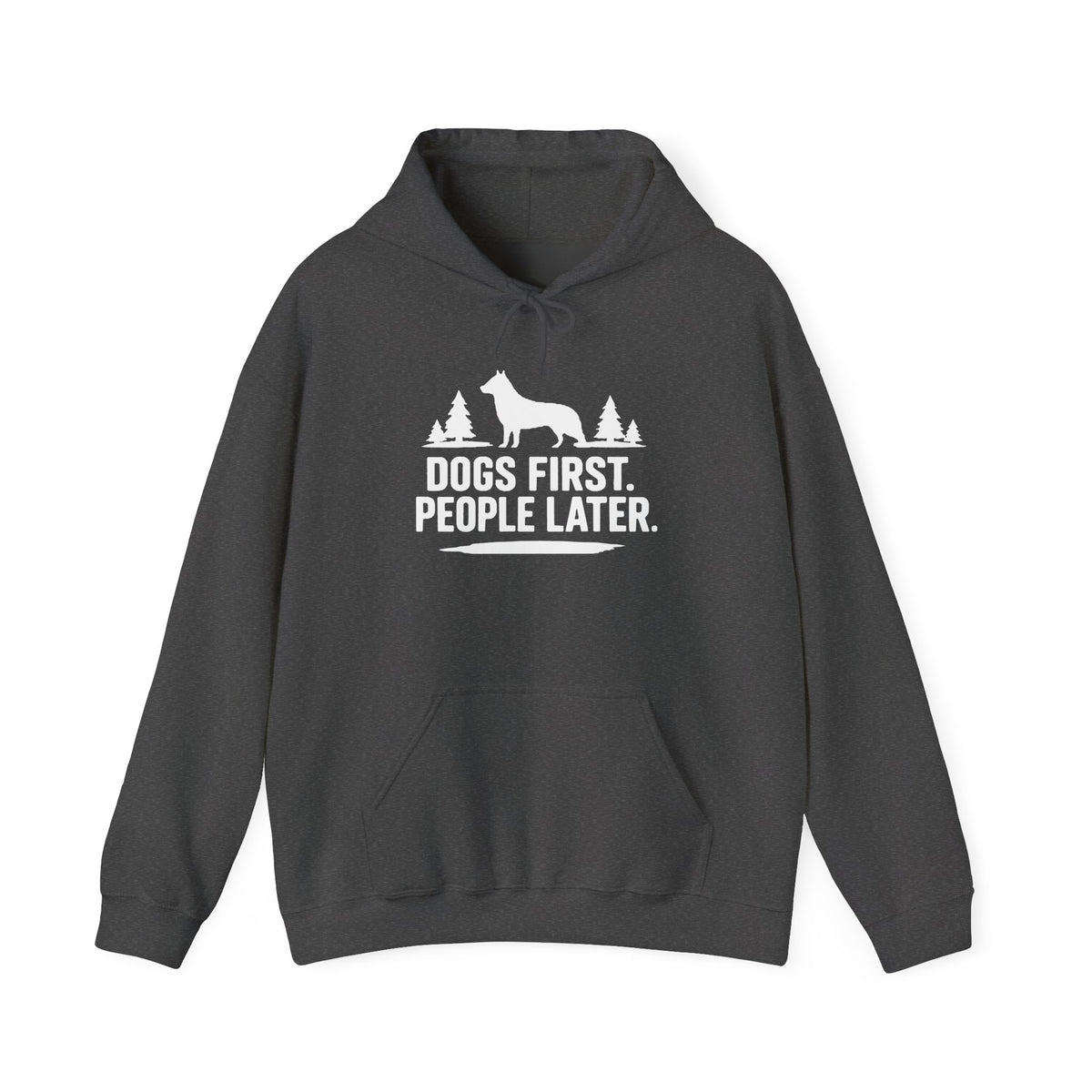 Dogs First. People Later unisex Hoodie – Dark Colours - product mockup 3