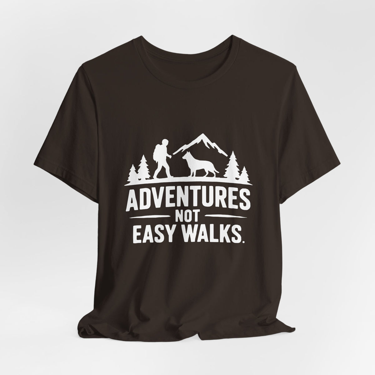 Adventures Not Easy Walks unisex T-Shirt – Dark Colours - product mockup 7