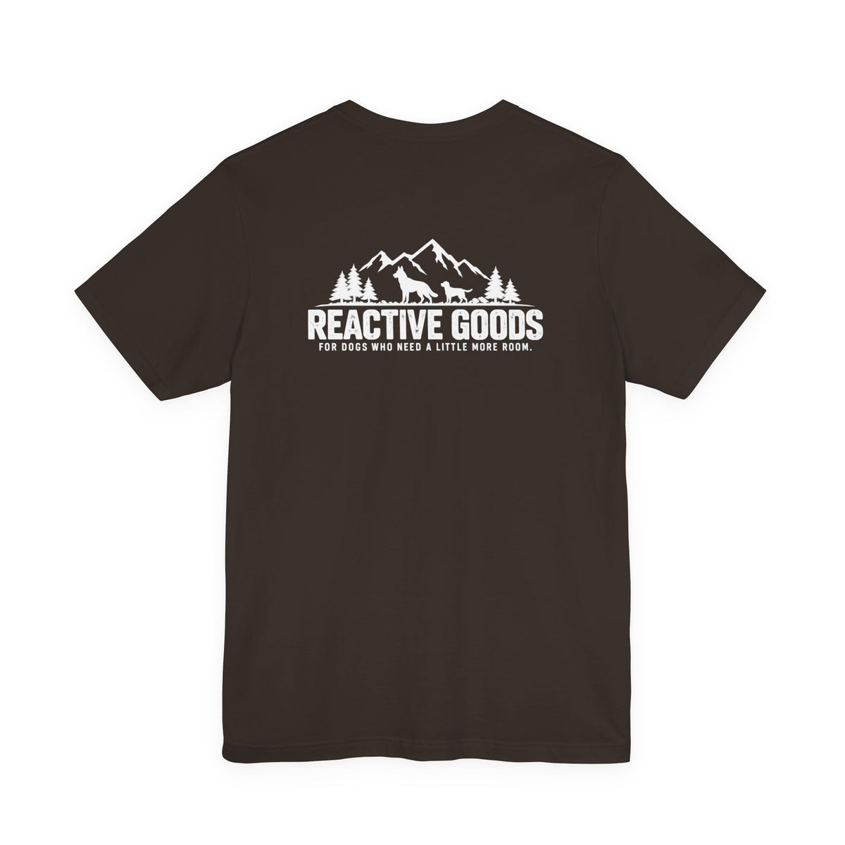 Reactive Goods mountain and dogs reactive dog T-shirt in a dark colour