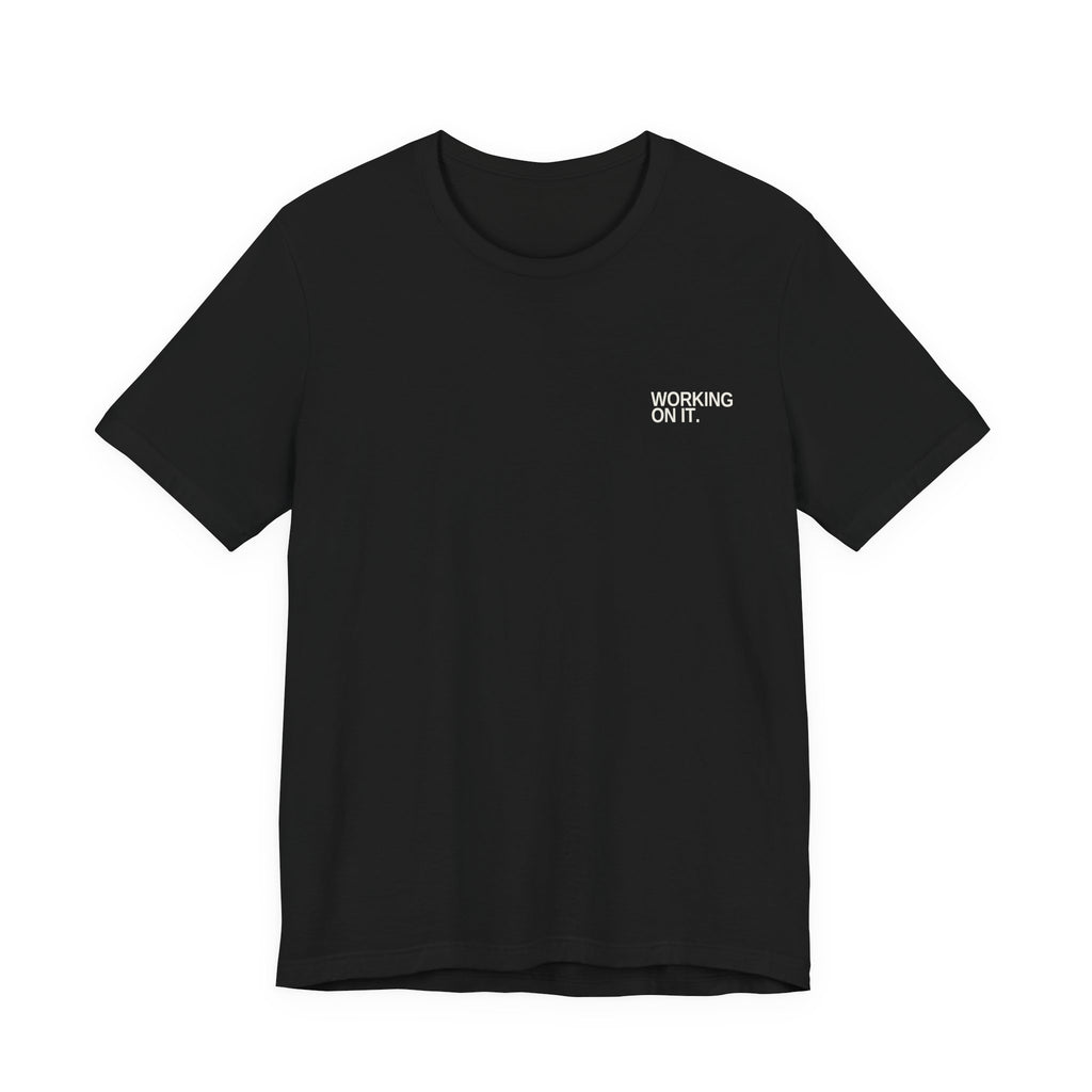 Working On It reactive dog T-shirt in a dark colour